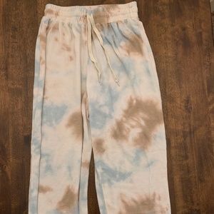 Womens Vylette Tye Dye Sweat Pants Draw String Medium Blue Brown White